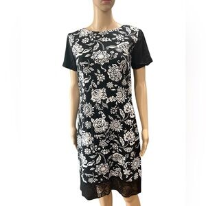 Vintage Handmade black floral shift Y2k dress OOAK-M